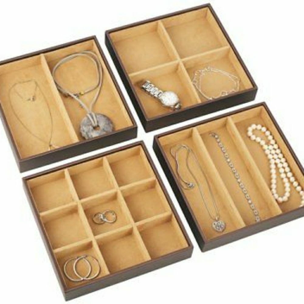 Stackable jewelry trays set of 4